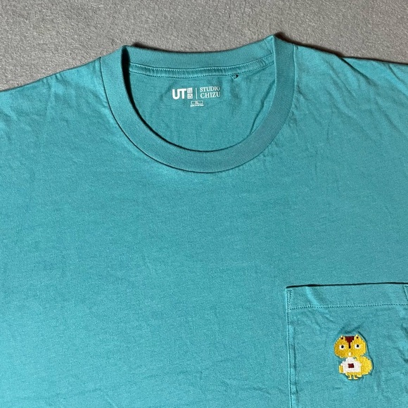 Uniqlo x Studio Chizo T-Shirt Aqua Blue Size XL Mamoru Hosoda Short Sleeve - Picture 5 of 5
